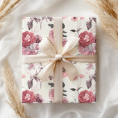 Roze Grijs Bloemendesign Pastel Inpakpapier Vel