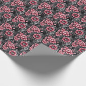 Roze & Grijs Bloemmotief Cadeaupapier (Hoek)