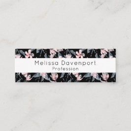 Roze & Grijs Bloemmotief Watercolor Patroon Mini Visitekaartje