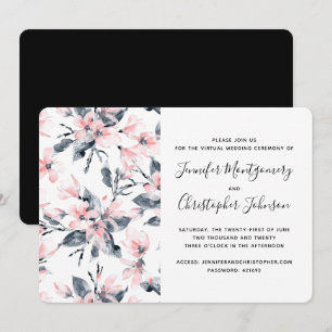 Roze & Grijs Bloemmotief Watercolorpatroon virtuee Kaart