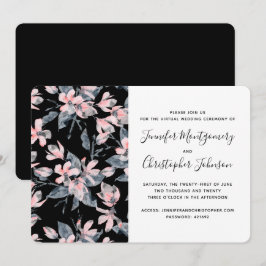 Roze & Grijs Bloemmotief Watercolorpatroon virtuee Kaart