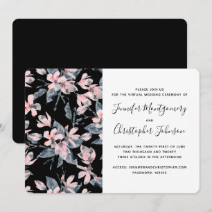 Roze & Grijs Bloemmotief Watercolorpatroon virtuee Kaart