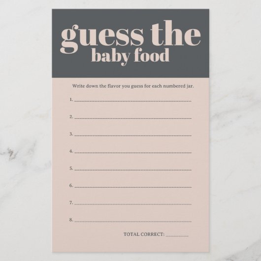 Roze Grijs Boho Baby shower Guess Baby Food Game Flyer (Voorkant)