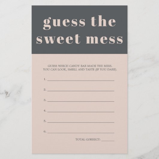Roze Grijs Boho Baby shower Guess Sweet Mess Game Flyer (Voorkant)