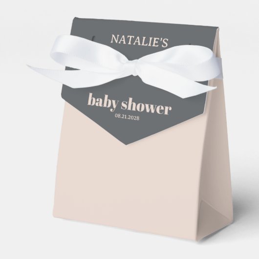 Roze Grijs Boho Typografie Baby Shower Bedankdoosjes (Voorkant Zijde)