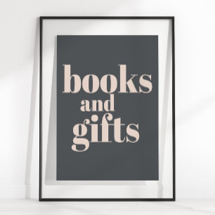 Roze Grijs Boho Typografie Baby Shower Boeken Cade Poster