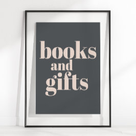 Roze Grijs Boho Typografie Baby shower Boeken Gesc Poster