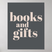 Roze Grijs Boho Typografie Baby shower Boeken Gesc Poster (Voorkant)
