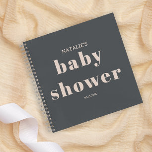 Roze Grijs Boho Typografie Baby Shower Gast Notitieboek