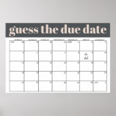 Roze Grijs Boho Typografie Baby shower Guess Datum Poster (Voorkant)