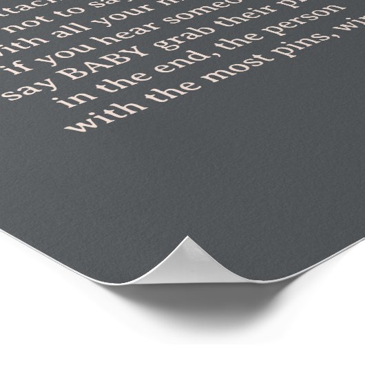 Roze Grijs Boho Typografie Baby shower Spelbord Poster (Hoek)