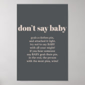 Roze Grijs Boho Typografie Baby shower Spelbord Poster (Voorkant)
