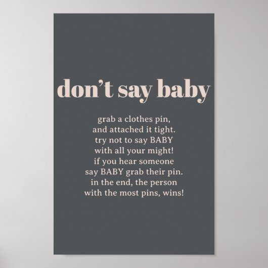 Roze Grijs Boho Typografie Baby shower Spelbord Poster (Voorkant)