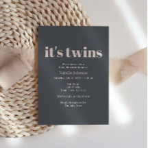 Roze Grijs Boho Typografie Tweeling Baby Shower