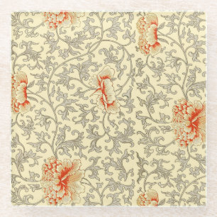 Roze grijs botanisch bloemmotief glazen onderzetter