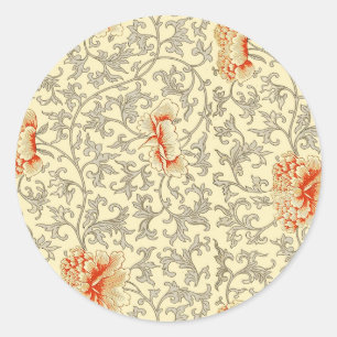 Roze grijs botanisch bloemmotief ronde sticker