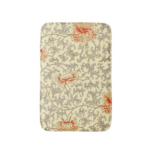  Roze Grijs Botanische Bloemen Badmat (Voorkant Verticaal)