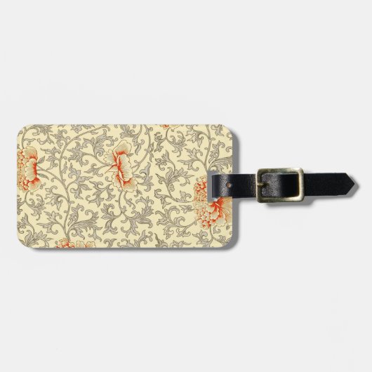 Roze Grijs Botanische Bloemen Bagagelabel (Voorkant horizontaal)