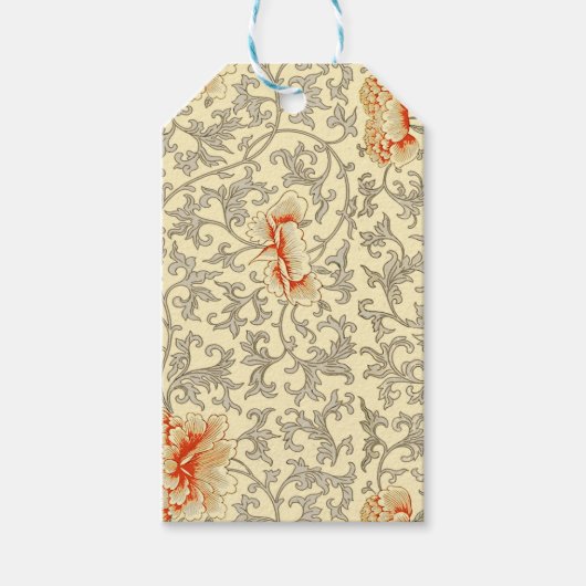  Roze Grijs Botanische Bloemen Cadeaulabel (Voorkant)