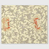  Roze Grijs Botanische Bloemen Cadeaupapier (Vlak)