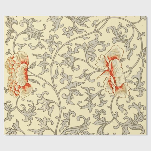  Roze Grijs Botanische Bloemen Cadeaupapier (Vlak)