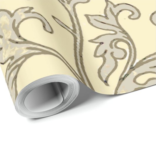  Roze Grijs Botanische Bloemen Cadeaupapier (Rol Hoek)