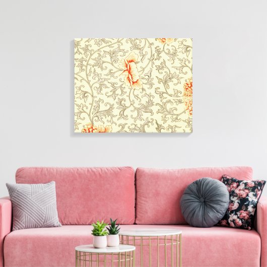  Roze Grijs Botanische Bloemen Canvas Afdruk (Insitu (Woonkamer))
