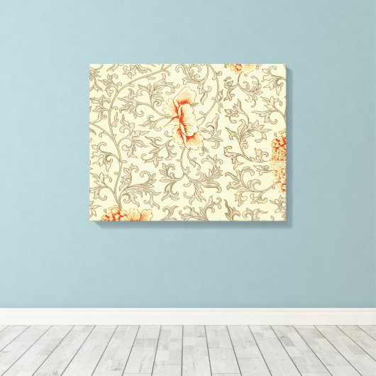  Roze Grijs Botanische Bloemen Canvas Afdruk (Insitu (Houten vloer))