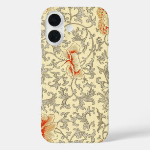  Roze Grijs Botanische Bloemen iPhone 16 Hoesje