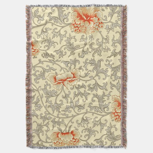  Roze Grijs Botanische Bloemen Deken (Voorkant Verticaal)