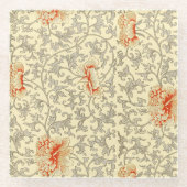  Roze Grijs Botanische Bloemen Glazen Onderzetter (Voorkant)