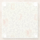 Roze Grijs Botanische Bloemen Glazen Onderzetter (Achterkant)