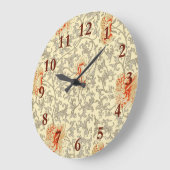  Roze Grijs Botanische Bloemen Grote Klok (Hoek)