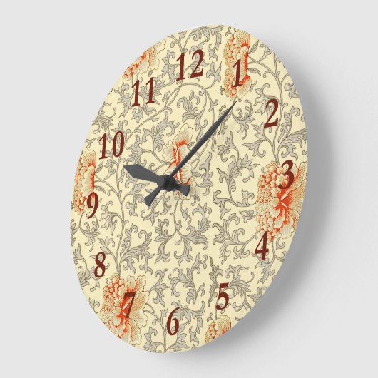 Roze Grijs Botanische Bloemen Grote Klok (Hoek)