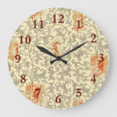 Roze Grijs Botanische Bloemen Grote Klok (Voorkant)