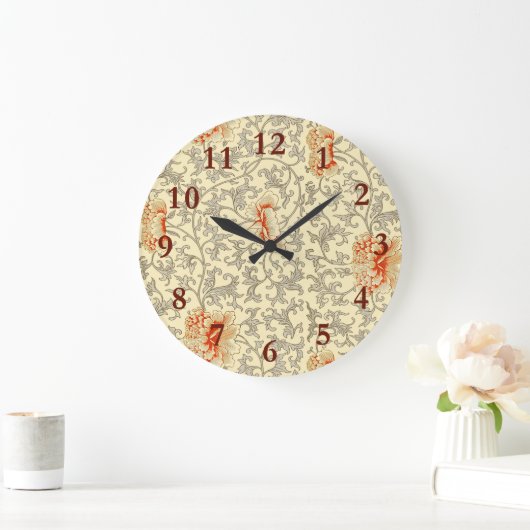 Roze Grijs Botanische Bloemen Grote Klok (Huis)