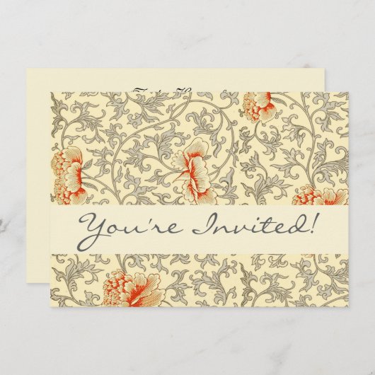  Roze Grijs Botanische Bloemen Kaart (Voorkant / Achterkant)