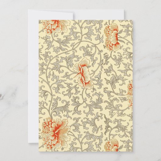  Roze Grijs Botanische Bloemen Kaart (Achterkant)