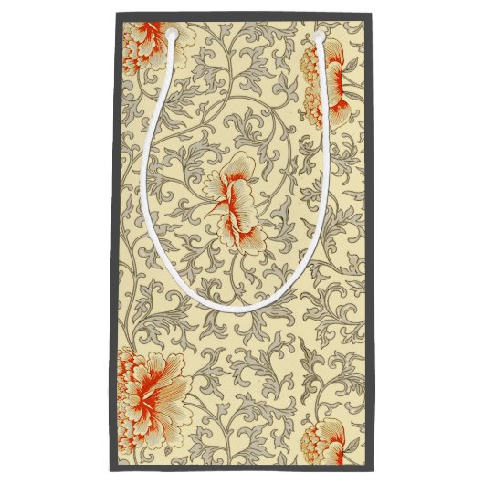  Roze Grijs Botanische Bloemen Klein Cadeauzakje (Voorkant)