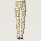  Roze Grijs Botanische Bloemen Leggings (Voorkant)