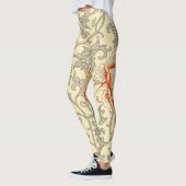  Roze Grijs Botanische Bloemen Leggings (Links)