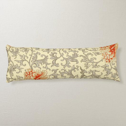  Roze Grijs Botanische Bloemen Lichaamskussen (Achterkant)