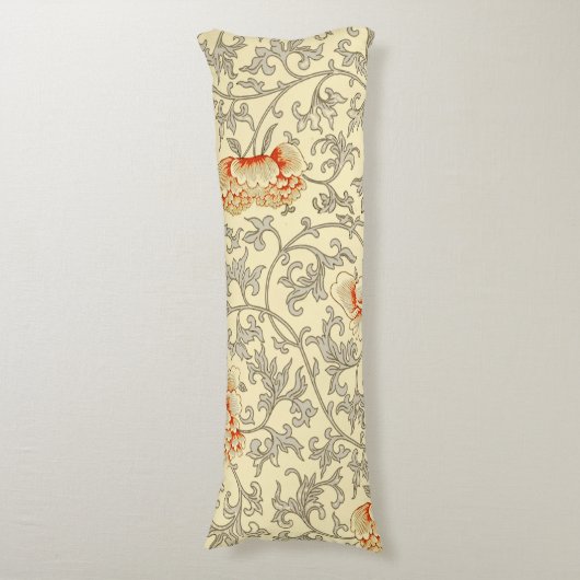  Roze Grijs Botanische Bloemen Lichaamskussen (Voorkant Verticaal)