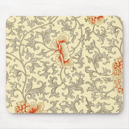  Roze Grijs Botanische Bloemen Muismat (Voorkant)