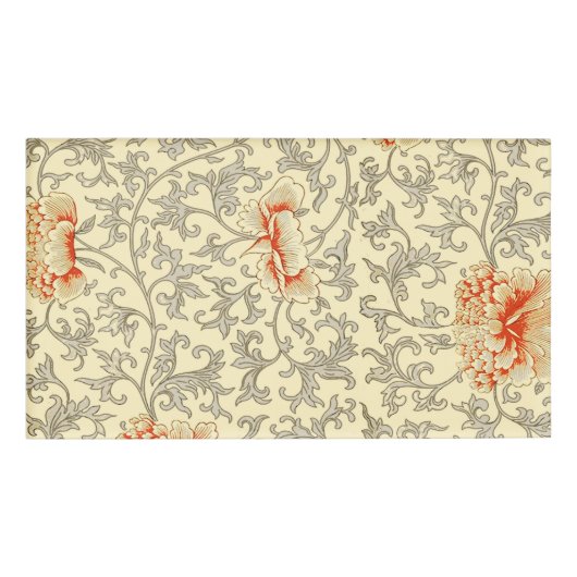  Roze Grijs Botanische Bloemen Naambadge (Voorkant)