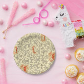  Roze Grijs Botanische Bloemen Papieren Bordje (Feest)