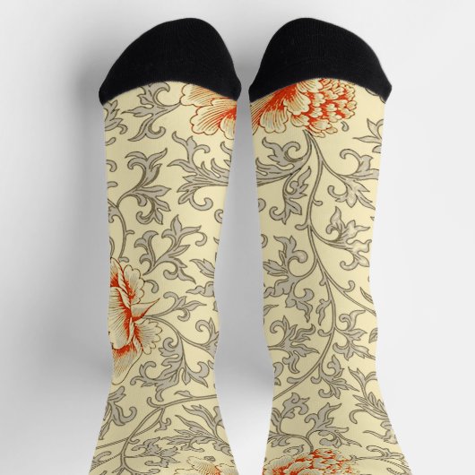  Roze Grijs Botanische Bloemen Sokken (Top)