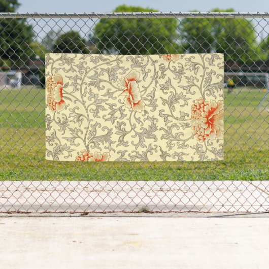  Roze Grijs Botanische Bloemen Spandoek (Insitu)