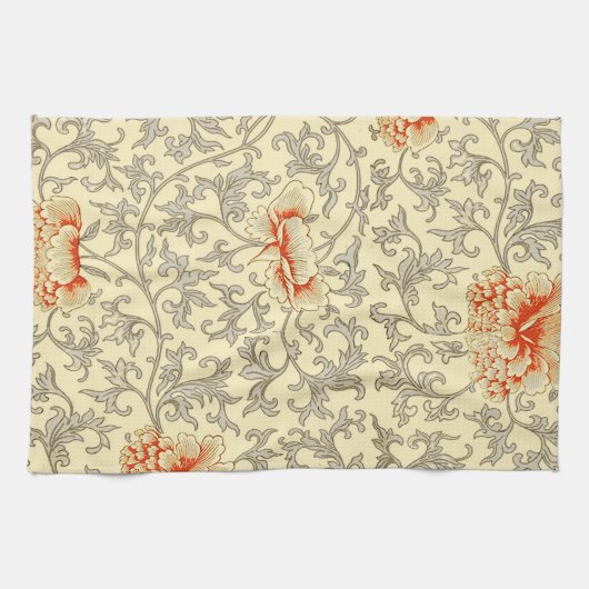  Roze Grijs Botanische Bloemen Theedoek (Horizontaal)
