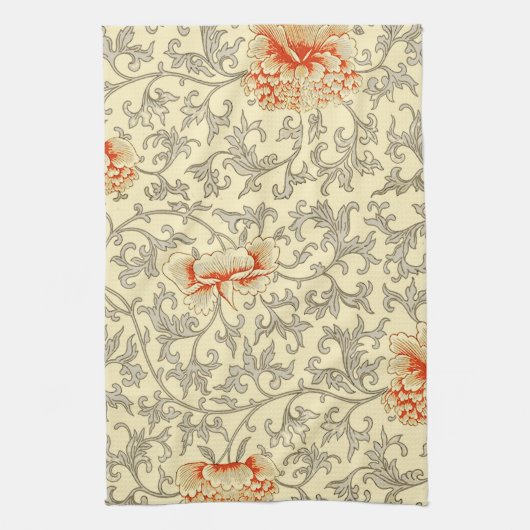  Roze Grijs Botanische Bloemen Theedoek (Verticaal)